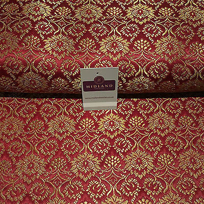 Indian Banarsi Gold Floral Faux Silk Brocade Fabric 44 ' M711 Mtex - Midland Textiles & Fabric