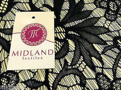 Black Floral Bonded Satin Backed lace strech  58"  M10-11 - 12 Mtex - Midland Textiles & Fabric