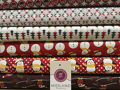 Red Christmas themed Characters 100% Cotton Patchwork & Crafting Fabric 45" - Midland Textiles & Fabric