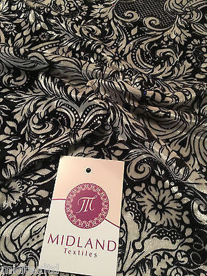 Ornamental Print two way Stretch Glitter Velor Velvet 58' M16-10 and M16-11 Mtex - Midland Textiles & Fabric