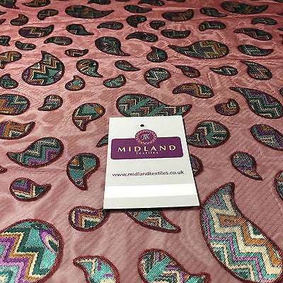 Maroon Paisley Lightweight burnout chiffon dress scarf fabric 58' M145-60 Mtex - Midland Textiles & Fabric