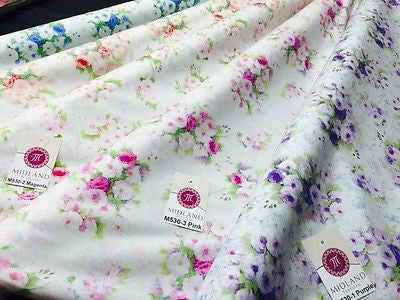 Vintage floral shabby Chic Printed Fabric 100% Cotton Poplin 44' Wide M530 Mtex - Midland Textiles & Fabric