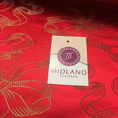 Red and gold Ribbon and Bow jacquard Chinese brocade Fabric 45" Wide M381 Mtex - Midland Textiles & Fabric