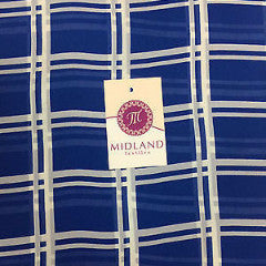 Cobalt and off White Window pane check chiffon high street printed 58" M401-3 - Midland Textiles & Fabric