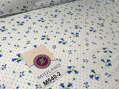 Floral vintage small dot print on white Polycotton fabric 45' Wide M540 Mtex - Midland Textiles & Fabric