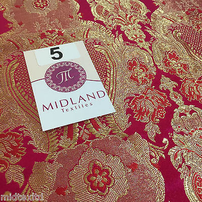 Indian Banarsi Gold Metallic Ornamental floral brocade fabric M373 Mtex 40' wide - Midland Textiles & Fabric