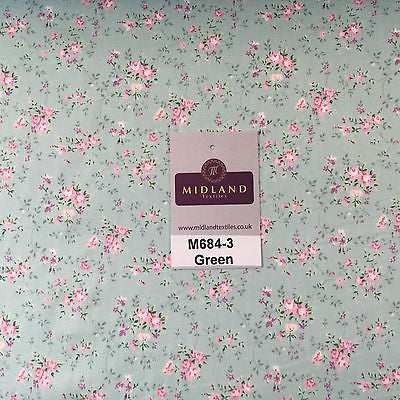 Floral Vintage shabby chic rose 100% Cotton Poplin Craft Fabric 58' M684 - Midland Textiles & Fabric
