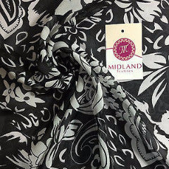 Black and White Paisley Floral Semi transparent chiffon 44' wide M161-19 Mtex - Midland Textiles & Fabric