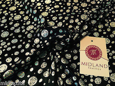 Silver Hologram Circle print Computer Foil Printed Fabric M7-1 Mtex - Midland Textiles & Fabric