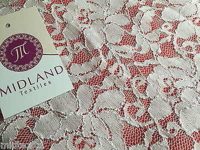 Pearl White Floral Vintage Victorian Stretch Raschel lace 55' Wide M186-8 Mtex - Midland Textiles & Fabric