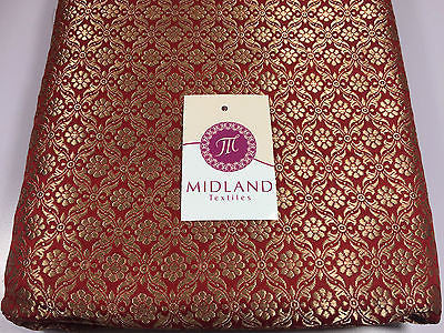 Pure Silk Indian Banarsi Floral Woven Golden Metallic Brocade 45' M260 Mtex - Midland Textiles & Fabric