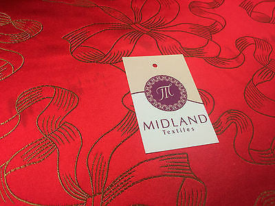 Red and gold Ribbon and Bow jacquard Chinese brocade Fabric 45' Wide M381 Mtex - Midland Textiles & Fabric