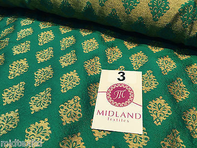 Indian Gold paisley flower banarsi metallic brocade fabric 44