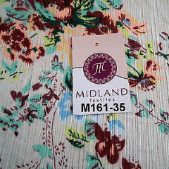 Cream floral printed crinkle chiffon fabric 44" wide M161-35 Mtex - Midland Textiles & Fabric