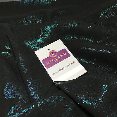 Black Floral Crinkle foggy foil chiffon printed dance fabric 44' M694 Mtex - Midland Textiles & Fabric