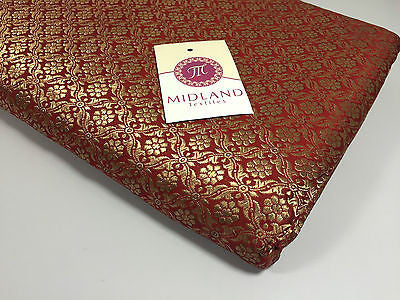 Pure Silk Indian Banarsi Floral Woven Golden Metallic Brocade 45' M260 Mtex - Midland Textiles & Fabric