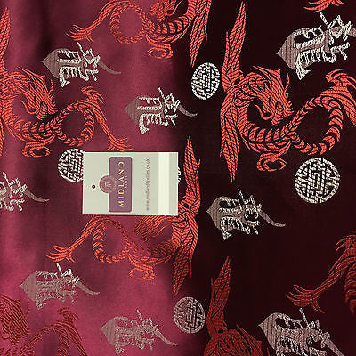 Chinese Dragon with Chinese Words brocade Silky Satin dress fabric 45' M395 Mtex - Midland Textiles & Fabric