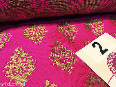 Indian Gold paisley flower banarsi metallic brocade fabric 44' M390 Mtex - Midland Textiles & Fabric