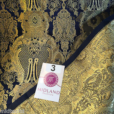 Indian Banarsi Gold Metallic Ornamental floral brocade fabric M373 Mtex 40' wide - Midland Textiles & Fabric
