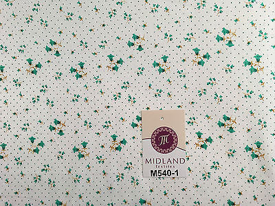 Floral vintage small dot print on white Polycotton fabric 45' Wide M540 Mtex - Midland Textiles & Fabric