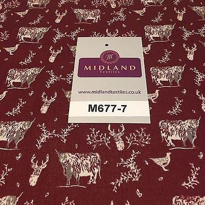 Wine Highland Scottish Tartan 100% Cotton craft and quilting Fabric 45' M677 - Midland Textiles & Fabric