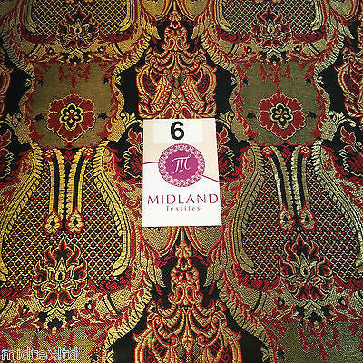 Indian Banarsi Gold Metallic Ornamental floral brocade fabric M373 Mtex 40' wide - Midland Textiles & Fabric