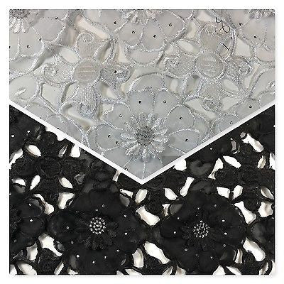 3d Floral chiffon applique embroidery dress wedding fabric 55" Wide  M716 Mtex - Midland Textiles & Fabric