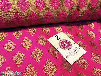 Indian Gold paisley flower banarsi metallic brocade fabric 44