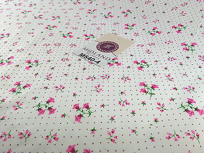 Floral vintage small dot print on white Polycotton fabric 45' Wide M540 Mtex - Midland Textiles & Fabric