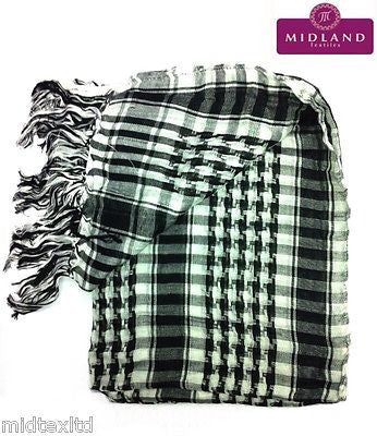 Cotton Checkered Arab Keffiyeh Shemagh Arafat Scarf Stole Neck Wrap M14 Mtex - Midland Textiles & Fabric