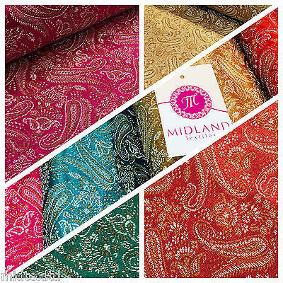 Metallic Paisley brocade Banarsi fabric 44