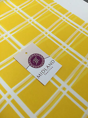 Sun Yellow and Off white window pane check crepe chiffon fabric 58