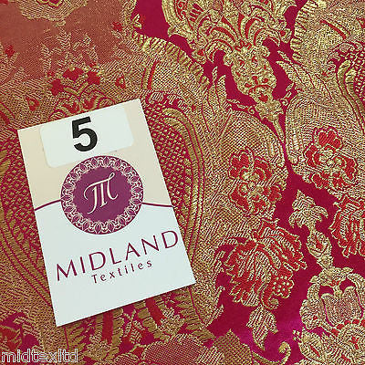 Indian Banarsi Gold Metallic Ornamental floral brocade fabric M373 Mtex 40' wide - Midland Textiles & Fabric