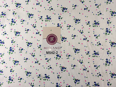 Ditsy Floral Printed on white Super Soft Polycotton Fabric 45