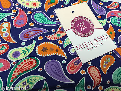 Paisley Print 100% Cotton Poplin Fabric, 45' Craft Cotton Wide M25 Mtex - Midland Textiles & Fabric
