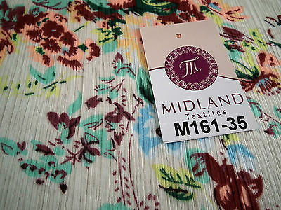 Cream floral printed crinkle chiffon fabric 44" wide M161-35 Mtex - Midland Textiles & Fabric