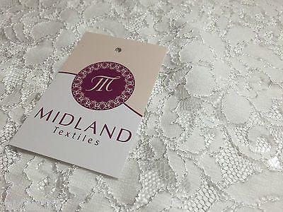 Pearl White Floral Vintage Victorian Stretch Raschel lace 55' Wide M186-8 Mtex - Midland Textiles & Fabric