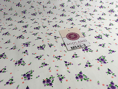 Ditsy Floral Printed on white Super Soft Polycotton Fabric 45