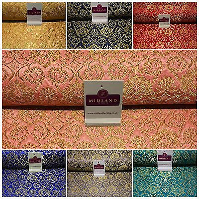 Indian Banarsi Gold Floral Faux Silk Brocade Fabric 44 " M711 Mtex - Midland Textiles & Fabric