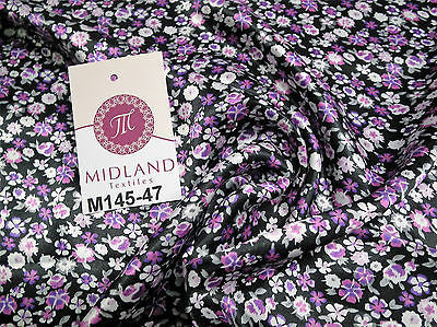Floral Ditsy Printed Silky Smooth Satin Dress Fabric 58' Wide M145-46-47-48 - Midland Textiles & Fabric