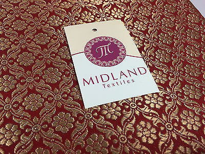 Pure Silk Indian Banarsi Floral Woven Golden Metallic Brocade 45' M260 Mtex - Midland Textiles & Fabric