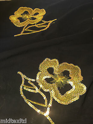 Black Georgette with floral sequins and scalloped edging dress fabric 54' Mtex - Midland Textiles & Fabric