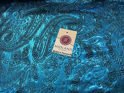 Lame Corduroy Paisley Embossed Foil 1 way stretch Fabric 58