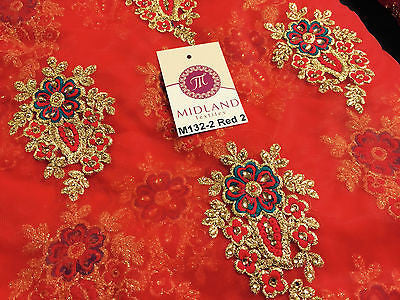 Indian Stone Embellished Embroidered Tulle net dress fabric 44" Wide M132 - Midland Textiles & Fabric