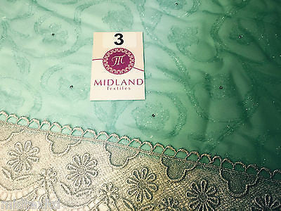 Vintage floral Uragiri scalloped edging dress fabric with clear stones M188 Mtex - Midland Textiles & Fabric