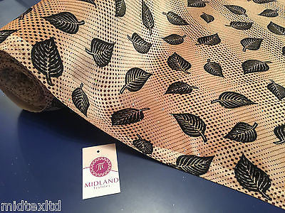 Leaf Print Spandex Velvet Sequinned - 2 way stretch Fabric-58' M16-16 Mtex - Midland Textiles & Fabric