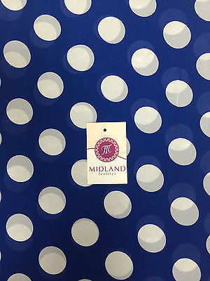 Cobalt and white large dot crepe chiffon high street printed fabric 58' M401-4 - Midland Textiles & Fabric