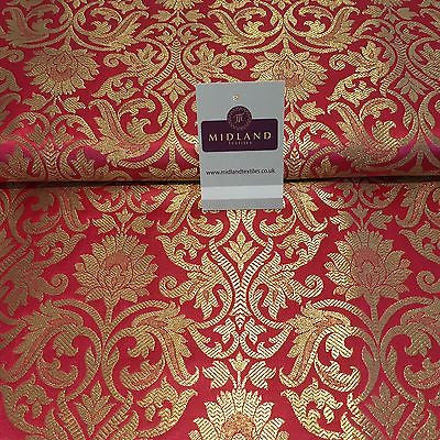 Indian Floral gold metallic banarsi brocade faux silk fabric 44' Wide M692 - Midland Textiles & Fabric