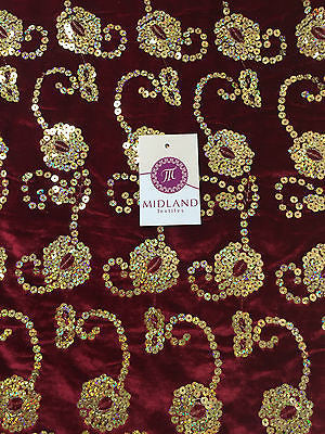 Gold Sequin Embellished Scalloped edge Micro Velvet 40