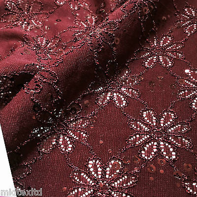 Luxury Embroidered stretch lace fabric with sequins M72-1 Mtex - Midland Textiles & Fabric